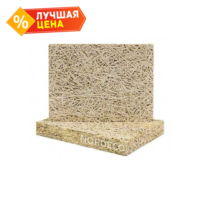 Фибролитовая плита Nordeco ФП 400-25Б 1200х600х25 низкой плотности на белом цементе